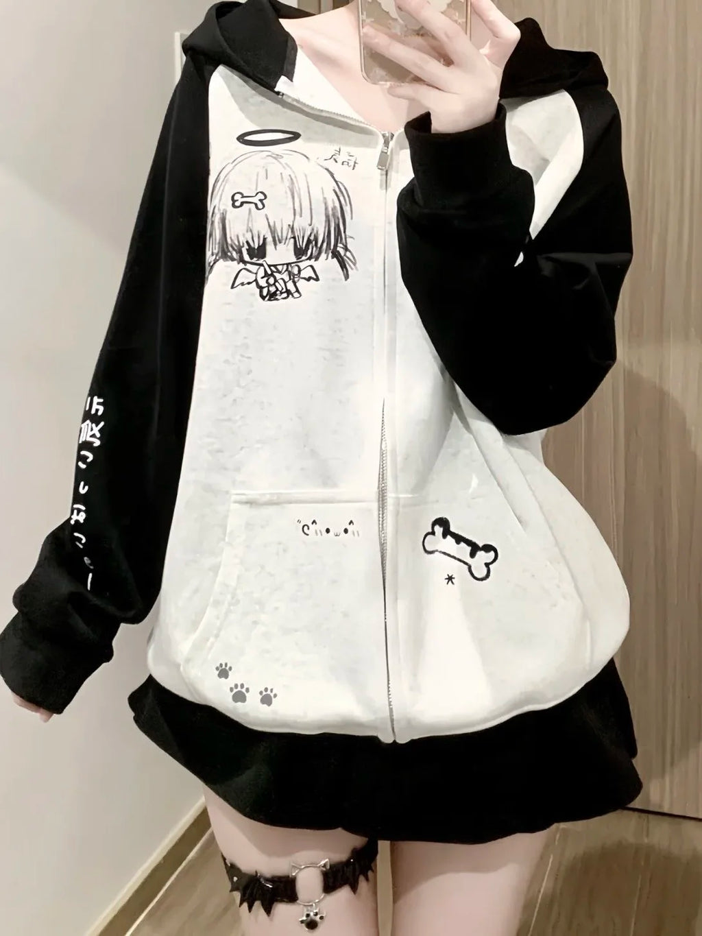 Vexaroa Women's Y2K Contrast Zip-Up Hoodie product image 1 | Vexaroa