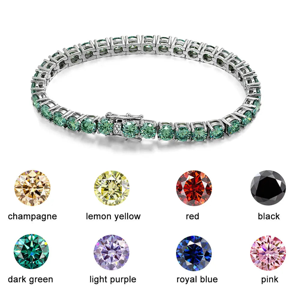Bracelet with gemstones of various colors on a white background