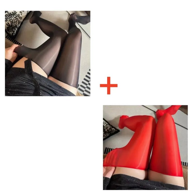 Vexaroa Oil Shiny Thigh High Stockings Ultra Thin Nylon 8D