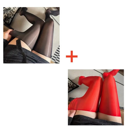 Oil Shiny Thigh High Stockings Women Sexy Stretchy Nylon Over Knee Long Socks 8D Ultra Thin Transparent Medias