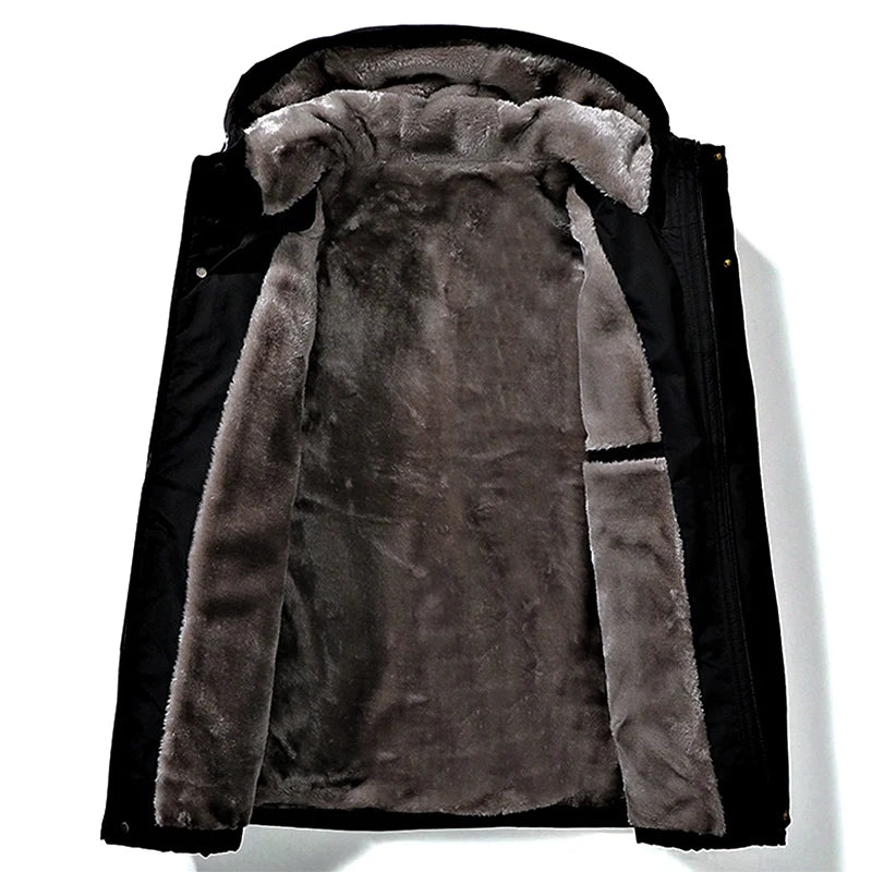 Vexaroa Men's Thickened Hooded Baseball Jacket Winter Coat