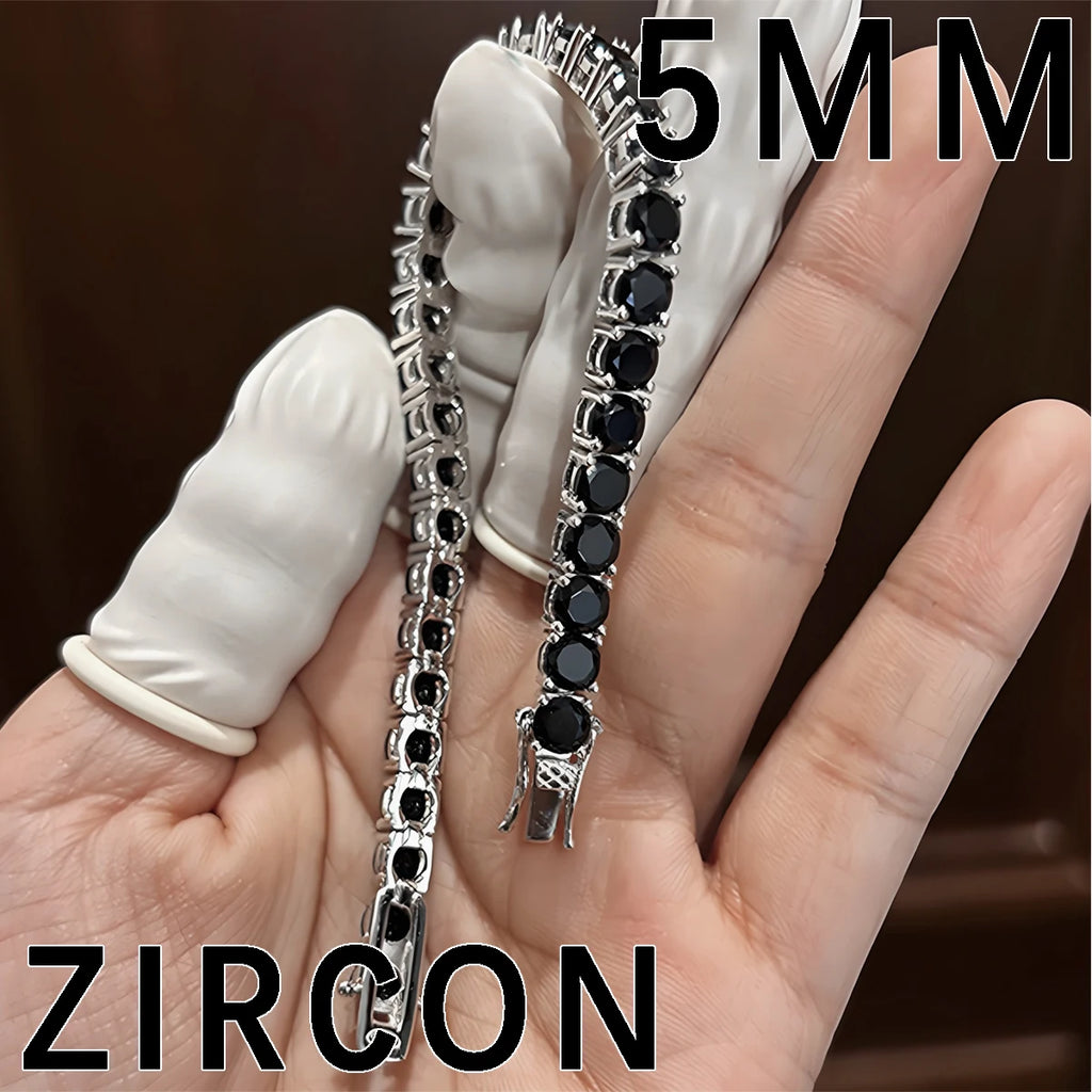 S925 Sterling Silver Black Moissanite Tennis Bracelet Full Paved Vexaroa