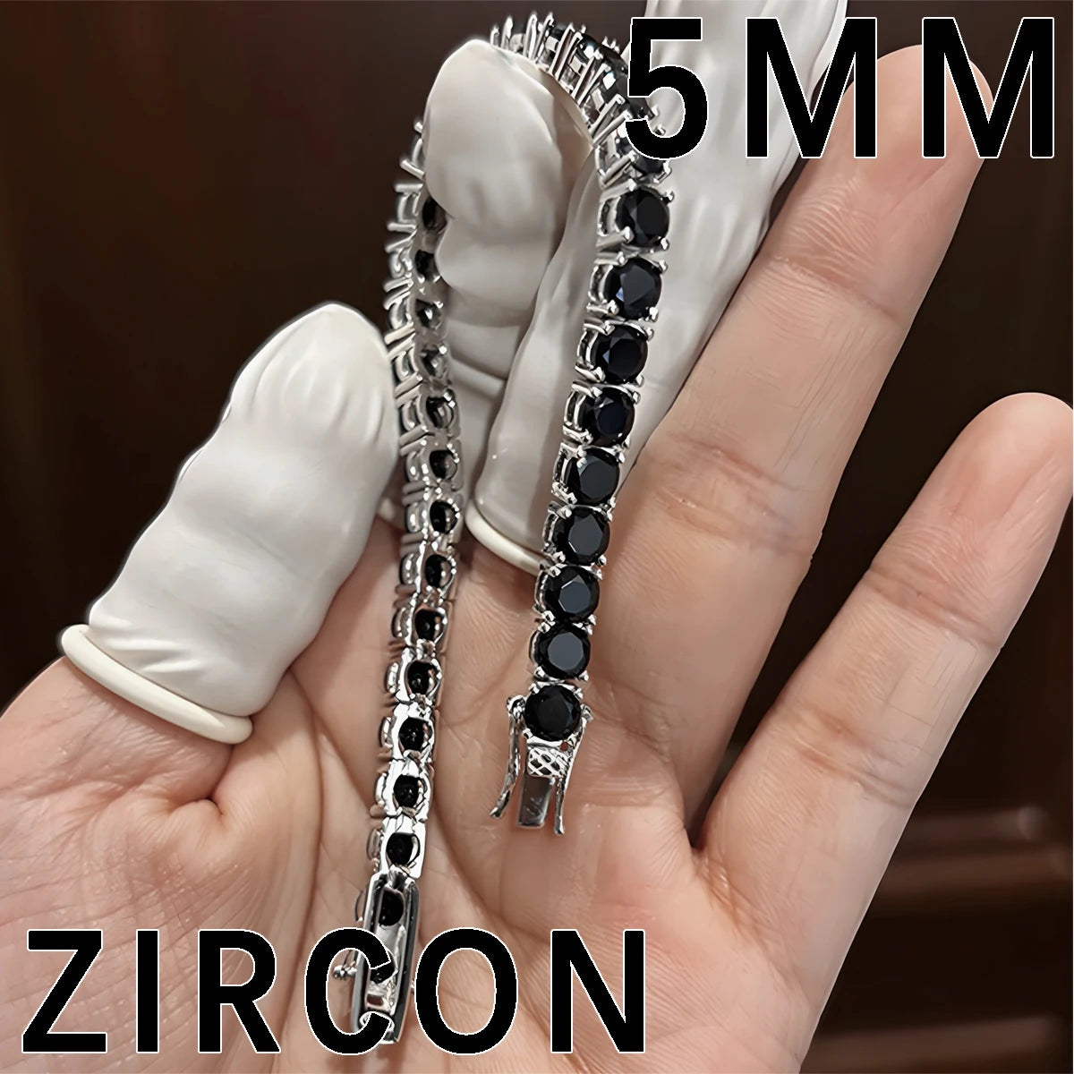 S925 Sterling Silver Black Moissanite Tennis Bracelet Full Paved Vexaroa