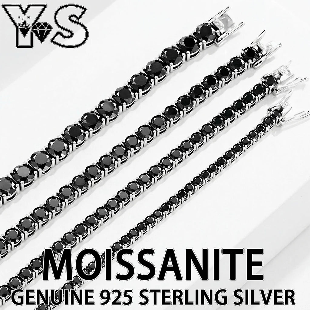S925 Sterling Silver Black Moissanite Tennis Bracelet Full Paved Vexaroa