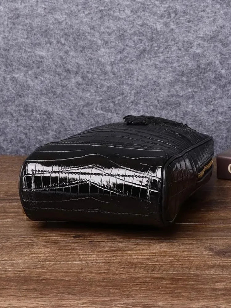 Men's Croc Leather Travel Chest Bag Floral Strap | Vexaroa