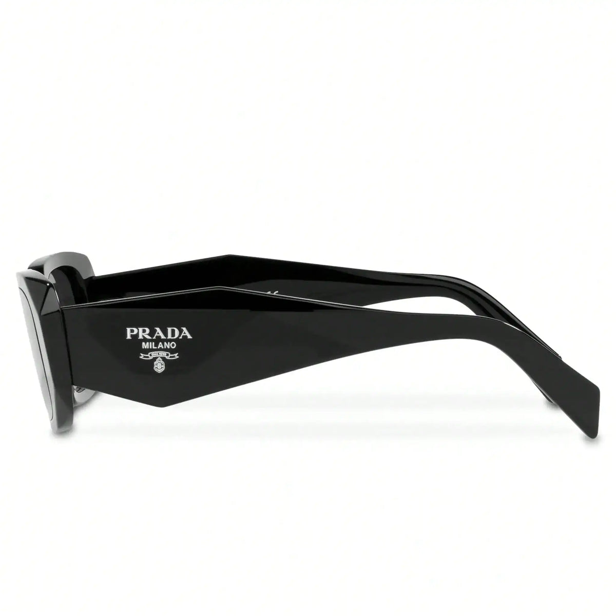 Black Prada sunglasses on a white background