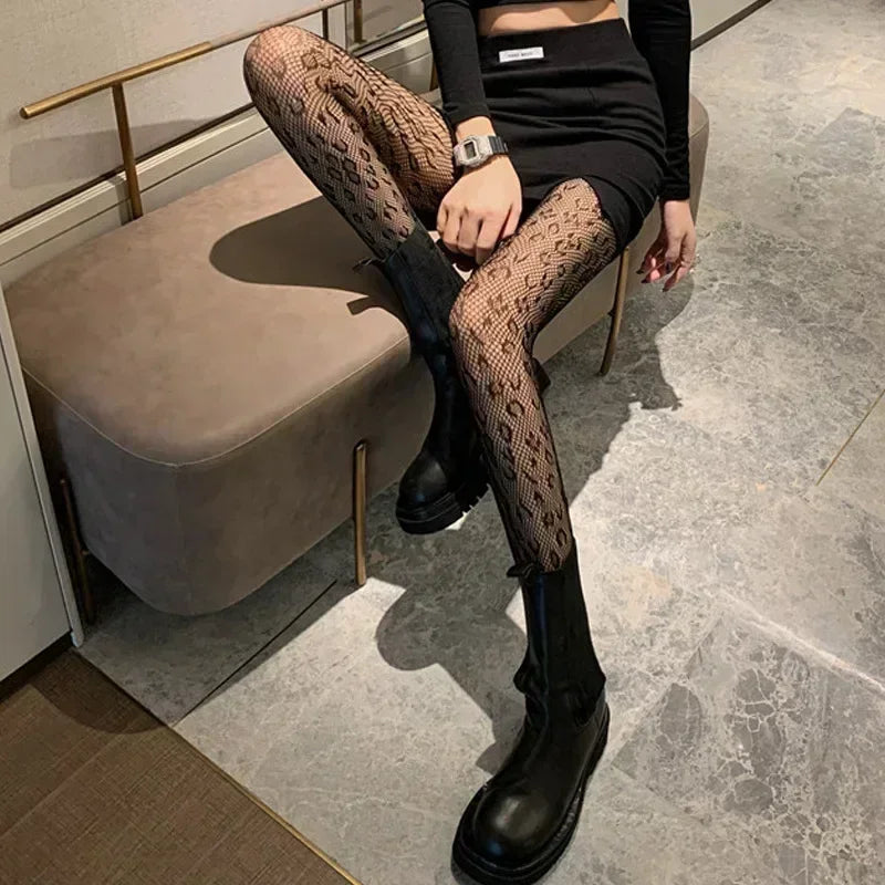 White Stocking Hot Tights Classic Hollowed Out Lace Mesh Stockings Bottomed Pantyhose