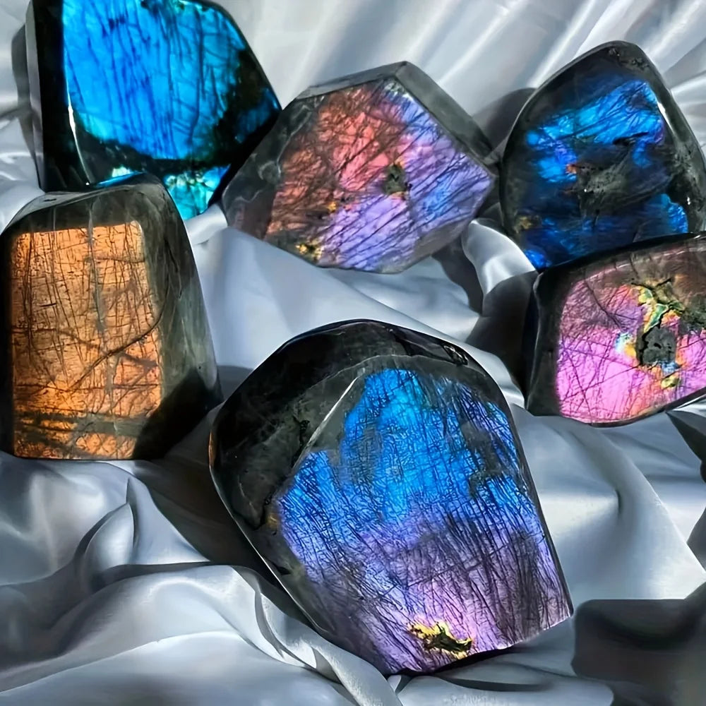 Vexaroa rainbow labradorite crystal sculpture with iridescent colour - view 4