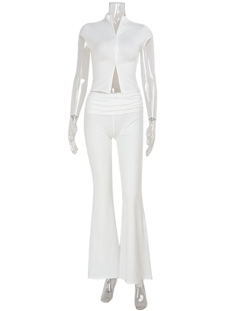 White outfit on a mannequin against a white background