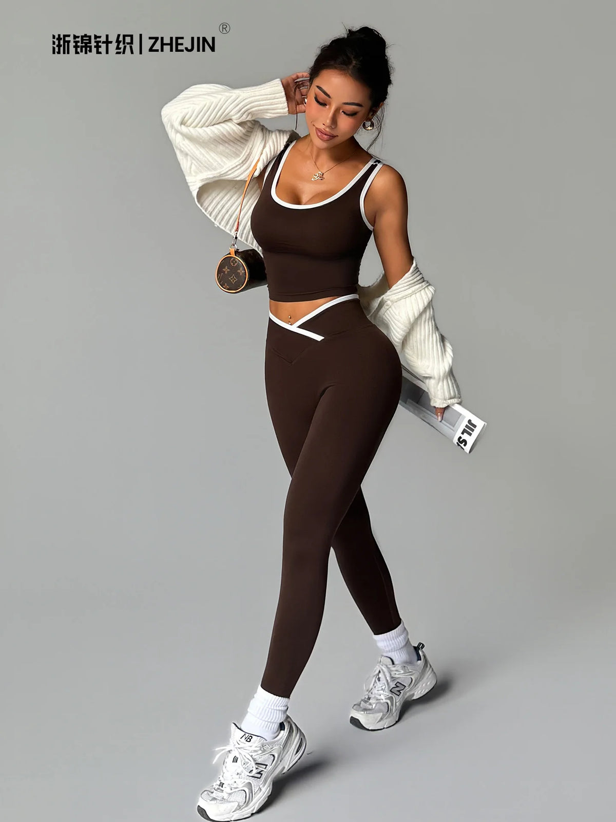Vexaroa 2-Piece Yoga Set Crossover Leggings & Sports Bra