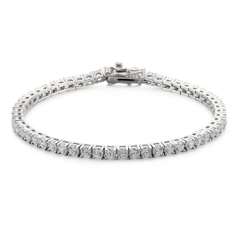 Colored Tennis Bracelet, Moissanite or Zircon, 925 Silver | Vexaroa.