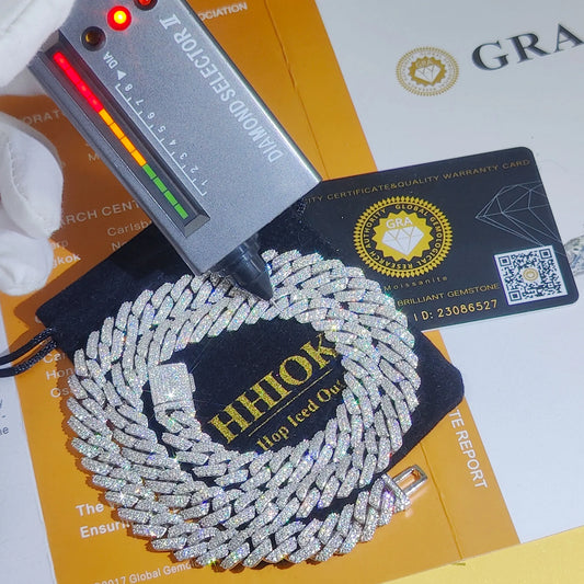 Diamond-encrusted necklace with 'HHIOK' branding on a white background