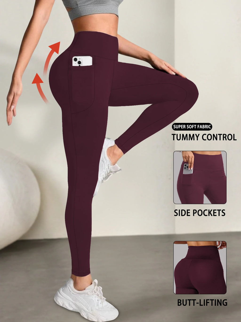 Vexaroa Women's High Waist Tummy Control Yoga Leggings Pocket