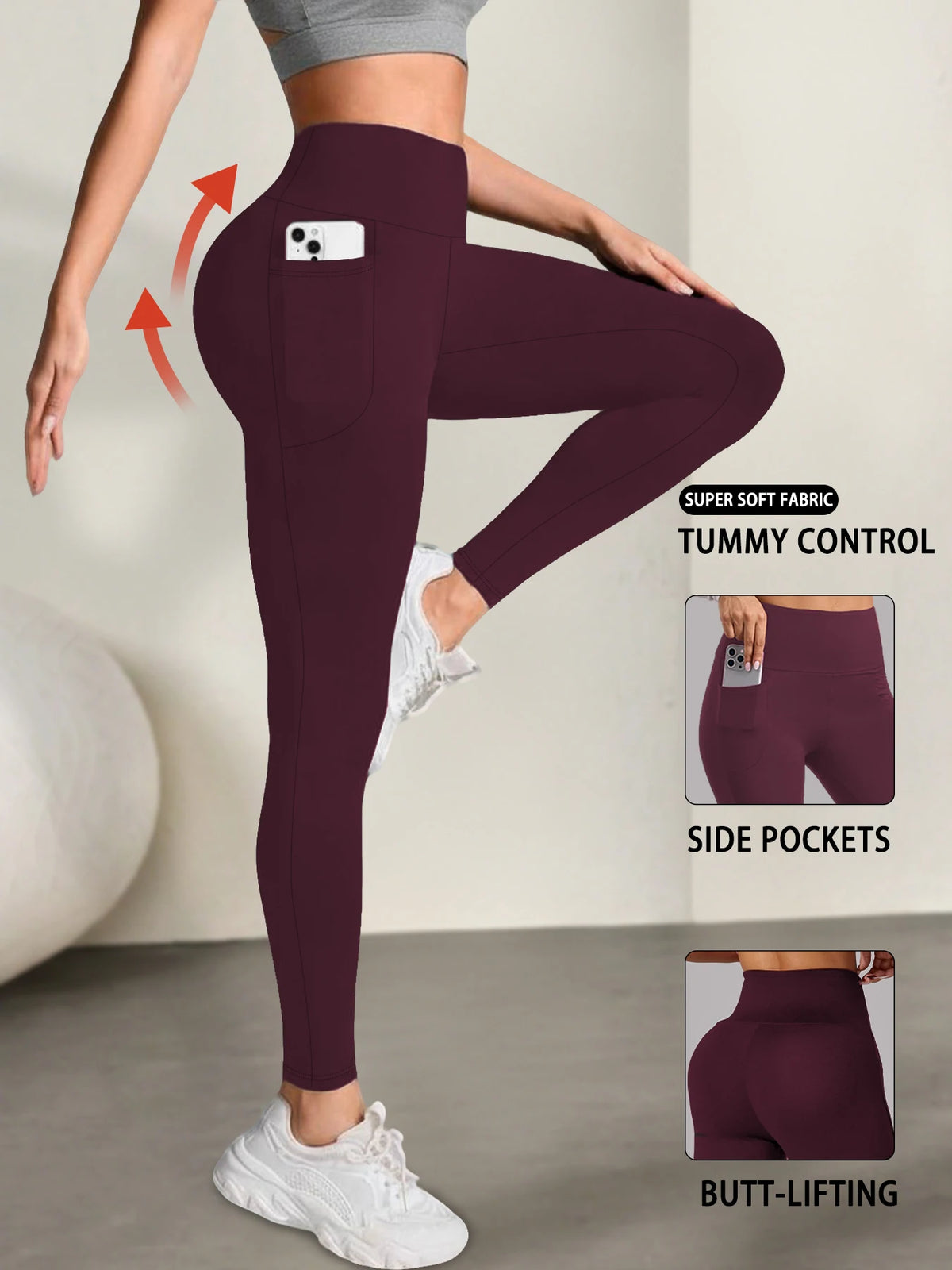 Vexaroa Women's High Waist Tummy Control Yoga Leggings Pocket