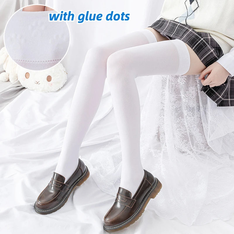 Vexaroa White Velvet Over Knee Socks Anti-Slip Thigh High