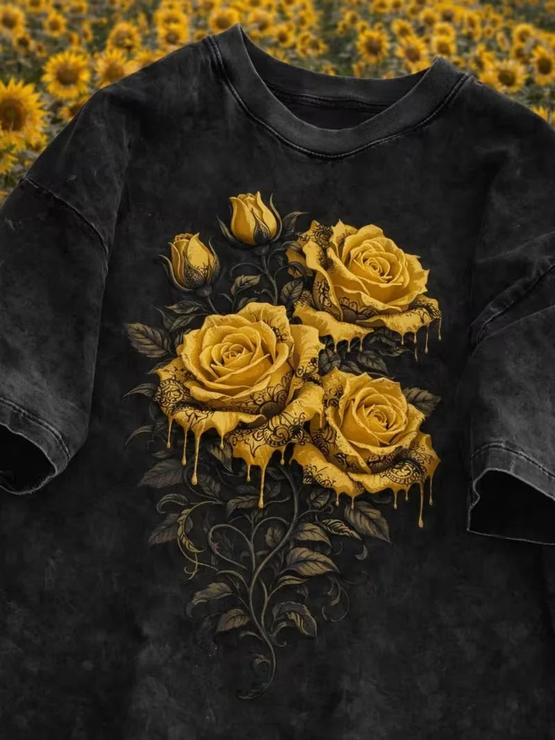 Vexaroa Womens Black Rose Gothic Graphic T-Shirt product photo, view 15