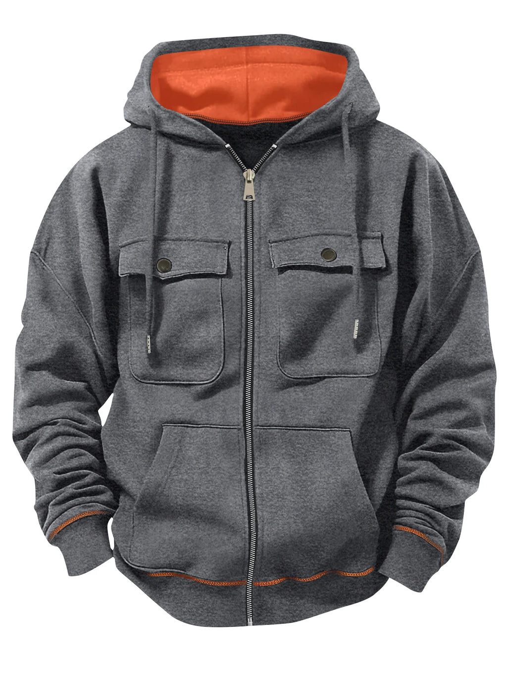 Vexaroa Men's Velvet Multi-Pocket Zip Hoodie