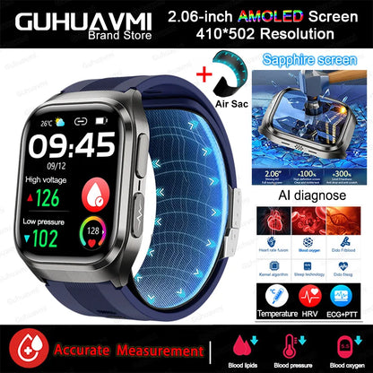 2026 New Upgrade AI Diagnostic  Airbag  Precise Blood Pressure Health SmartWatch Uric Acid ECG Blood lipids Smartwatch Men Women