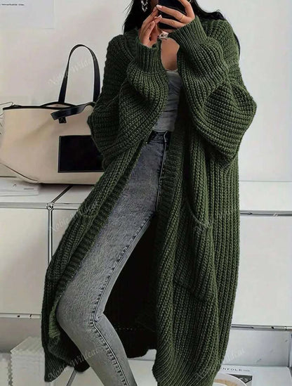 2026 Autumn Winter New Style Knitted Cardigan Women Casual Loose Fit Long Sleeve Chunky Sweater Coat Elegant Outwear for Daily W