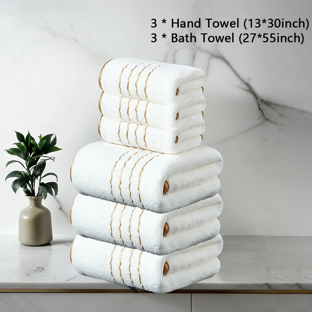Vexaroa Soft Bath Towel Set with Gold Accents