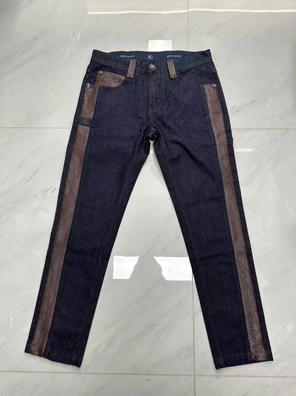 Vexaroa Men's Embroidered Stretch Jeans