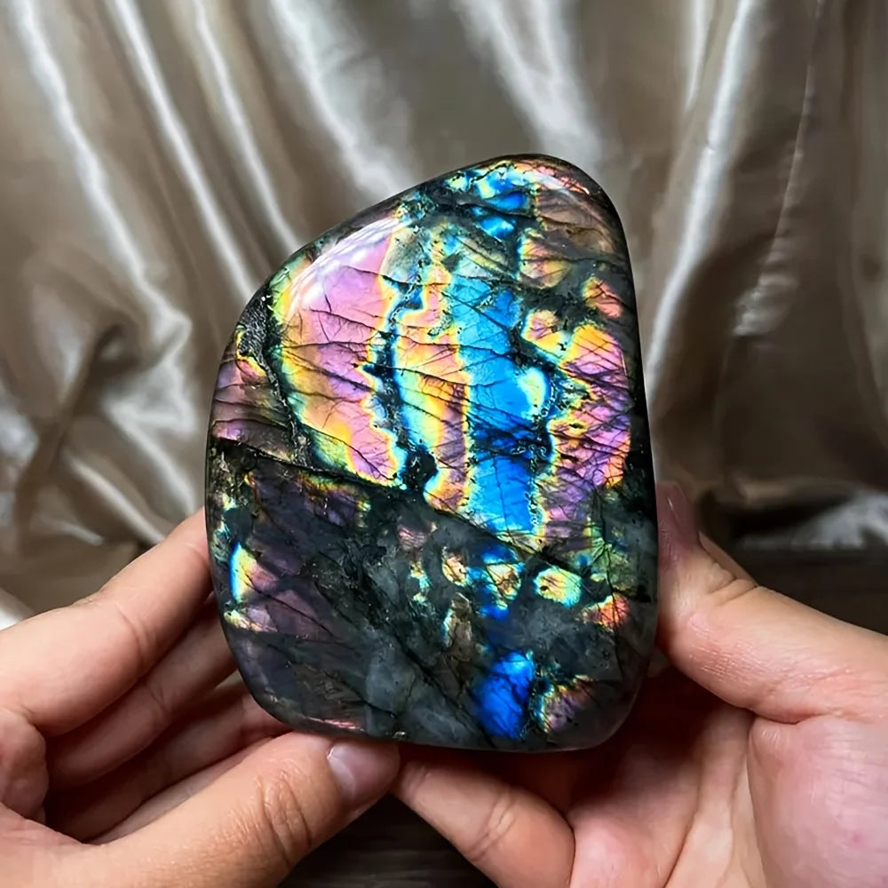 Vexaroa rainbow labradorite crystal sculpture with iridescent colour - view 3