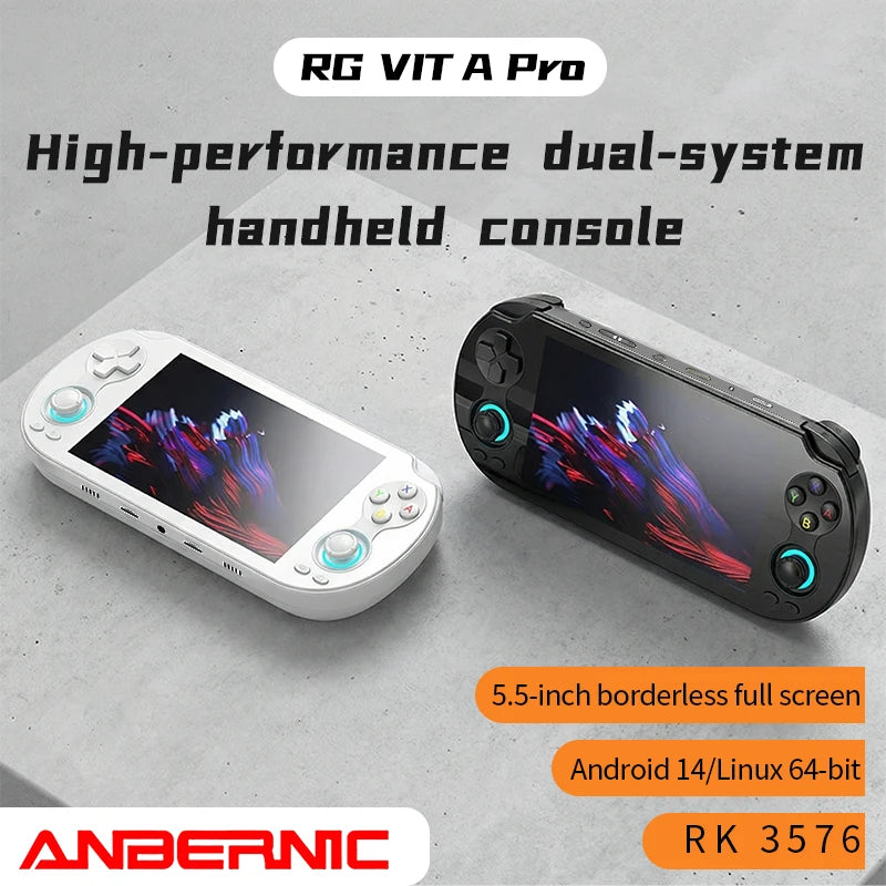 ANBERNIC RG VITA pro Handheld Game Console IPS Touchscreen 5000mAh Video Gaming Player AI Streaming Compatible RixelHK