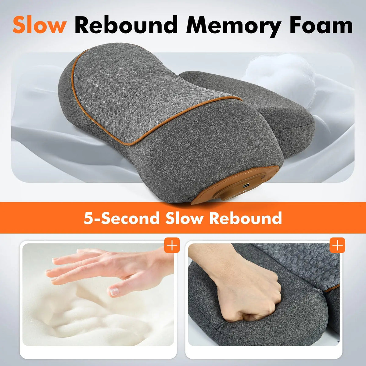 Vexaroa Electric Neck Massager Pillow Heat Vibration Traction
