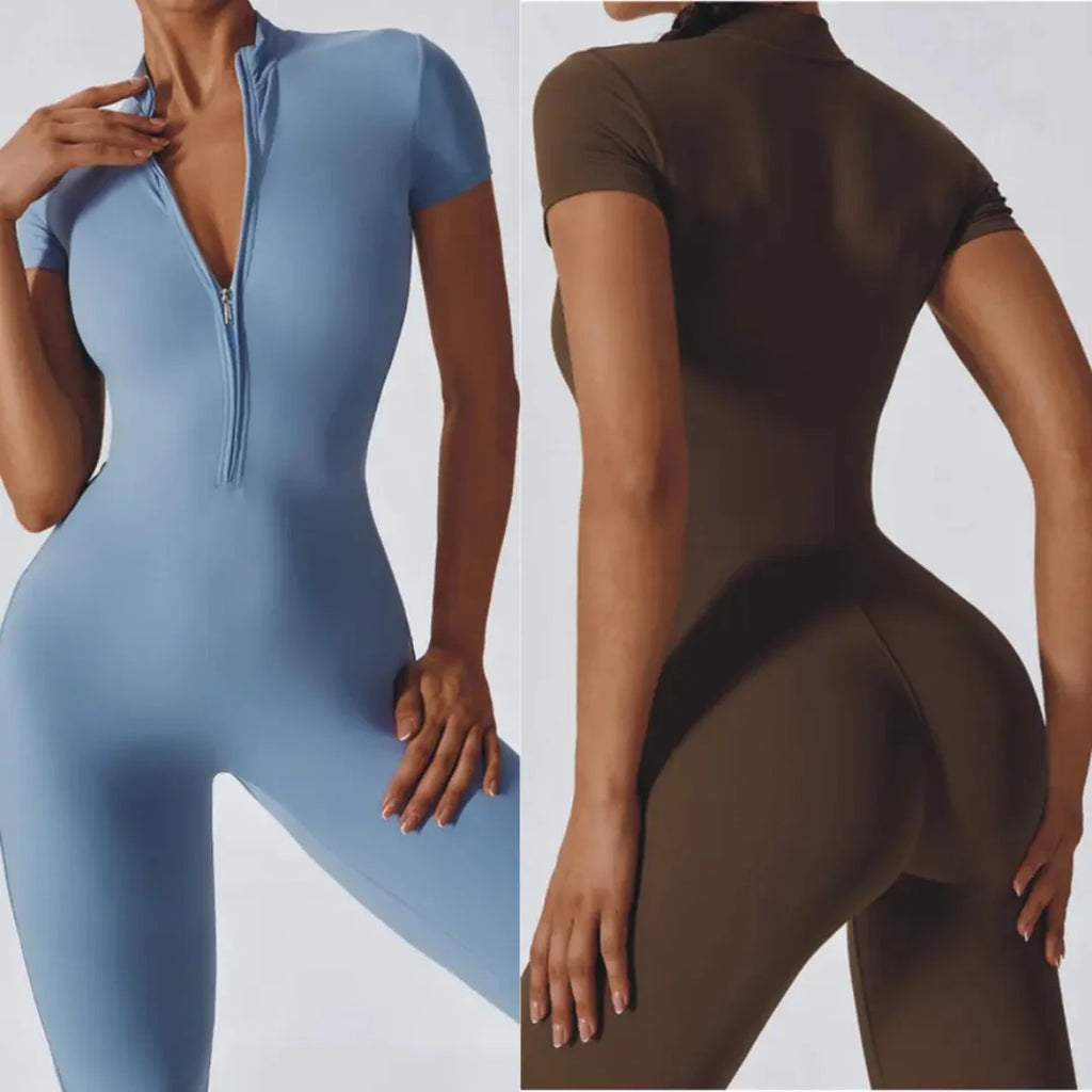 Vexaroa Women's Zipper Yoga Jumpsuit | Quick-Dry Fitness Suit