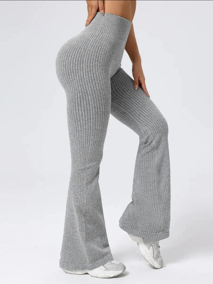 Women's High-Waist Bell Bottom Pants Sporty Tight Fit Comfortable Elastic Design Ideal for Exercise And Daily Wear