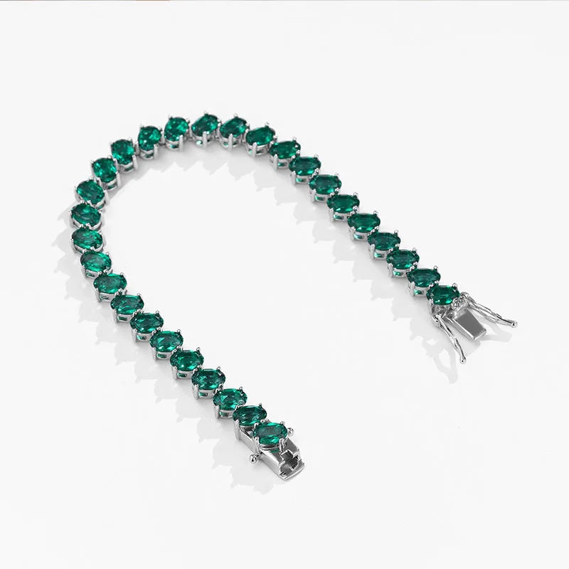 Platinum Pear Green Moissanite Diamond Bracelet | Vexaroa