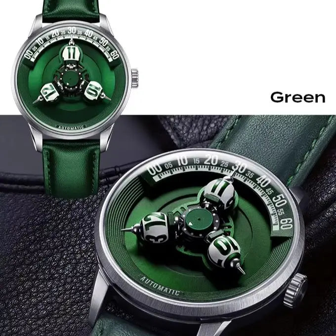 Vortichron 41mm Luxury Men Mechanical Watch Miyota 8215 Movement Spherical Star-Patterned Dial Luminous Sapphire 50M Waterproof