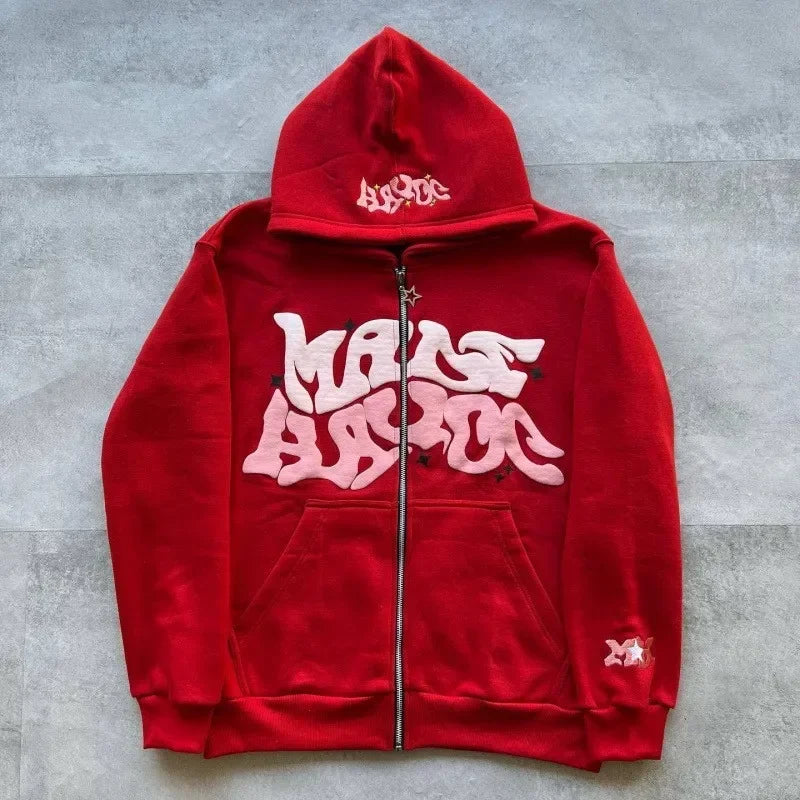Vexaroa Fleece Print Zip-Up Hoodie
