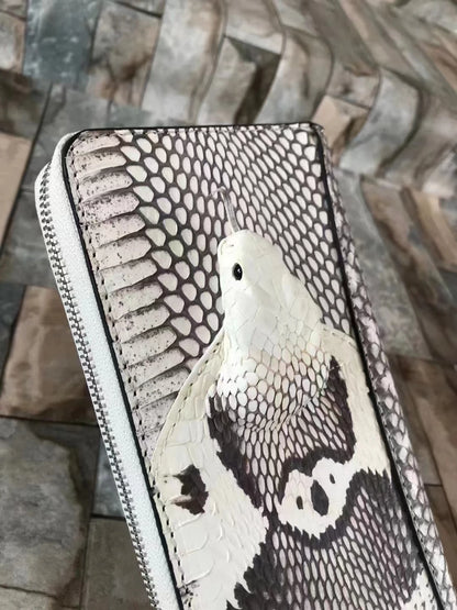 Vexaroa Snakeskin Leather Zipper Wallet Casual Unisex