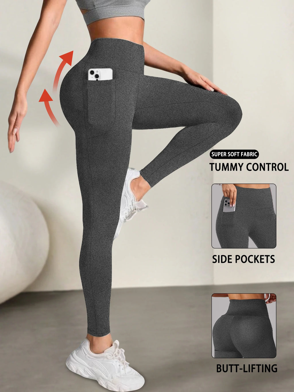 Vexaroa Women's High Waist Tummy Control Yoga Leggings Pocket