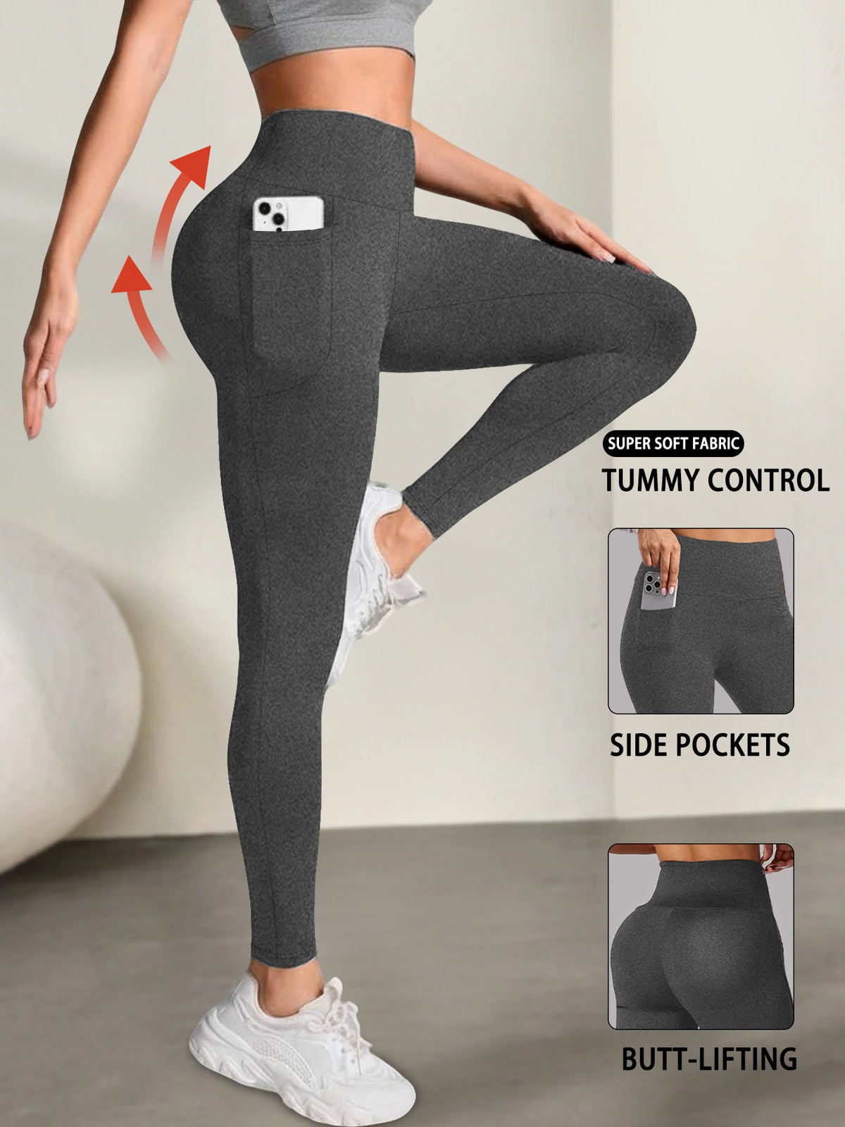 Vexaroa Women's High Waist Tummy Control Yoga Leggings Pocket