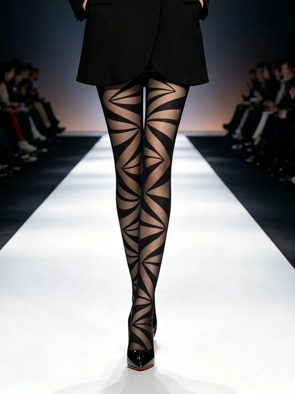 Black Tights With Glossy Silky Stockings High Waist