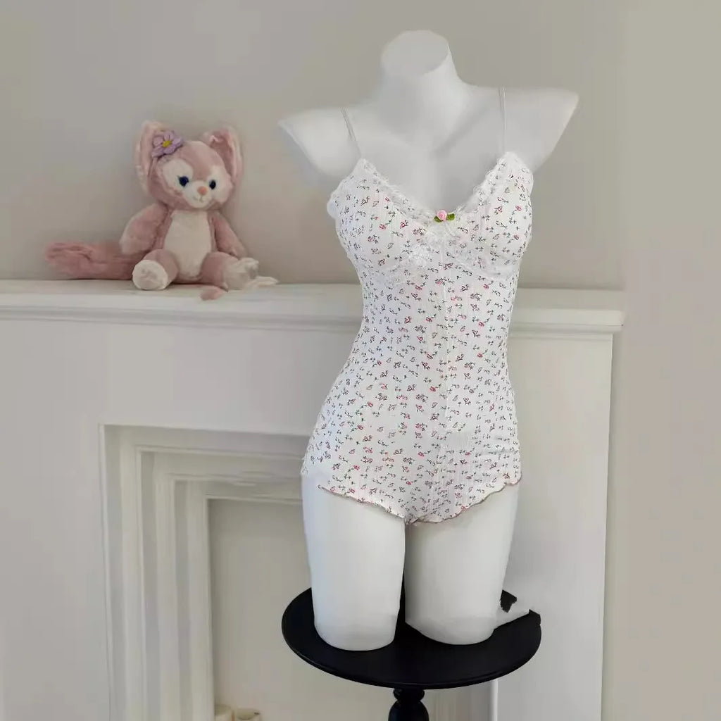 Vexaroa Floral Lace Trim Bodysuit | Sleeveless Lingerie