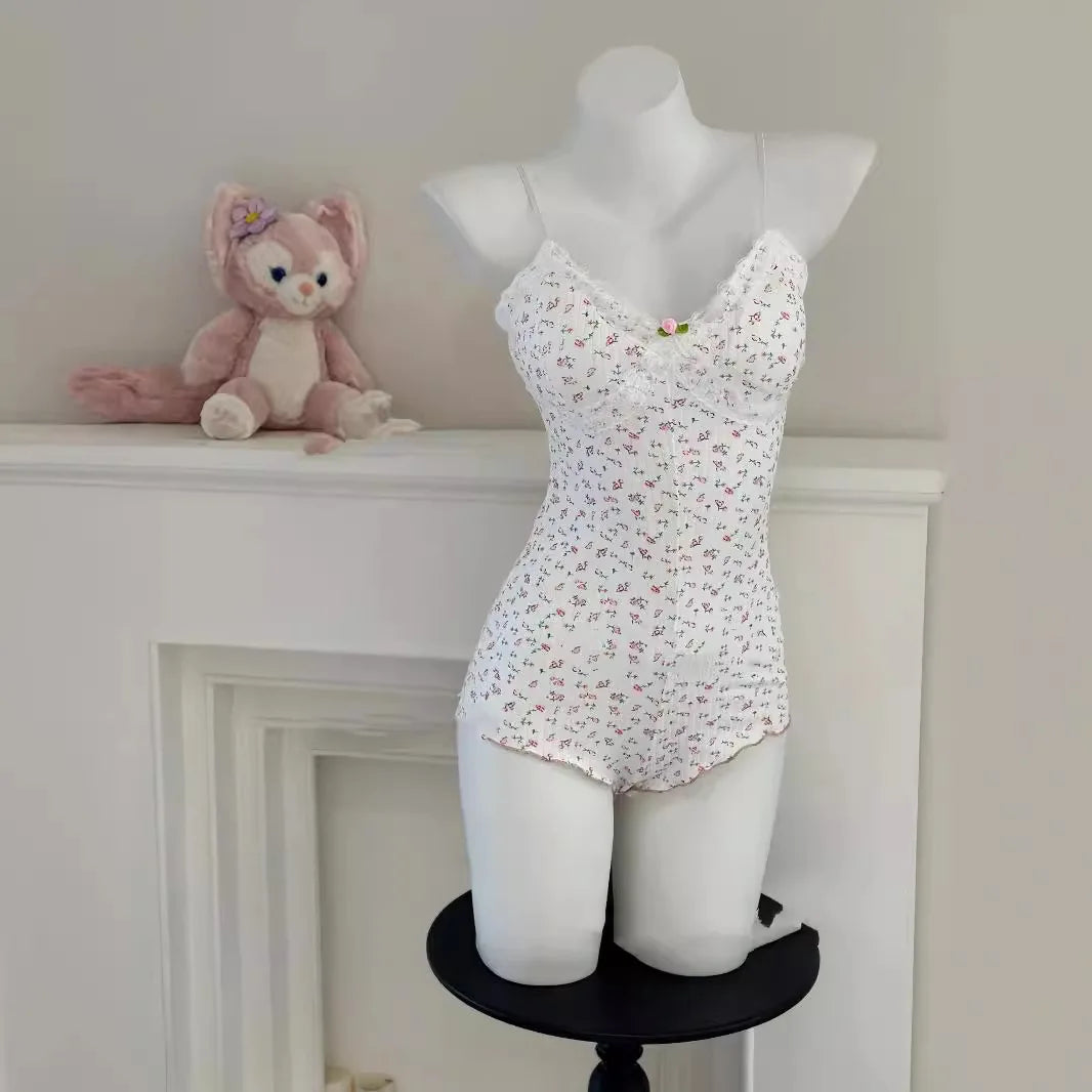 Vexaroa Floral Lace Trim Bodysuit | Sleeveless Lingerie