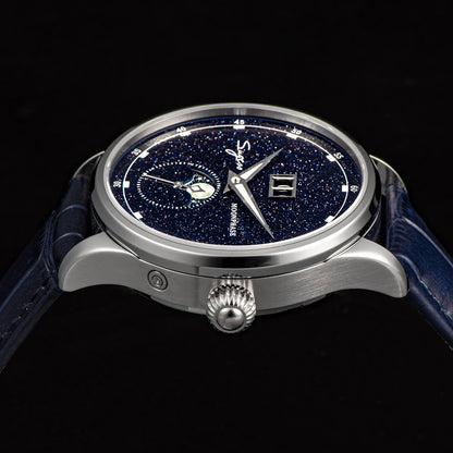 Moonphase Watch of Men 40mm Automatic Mechanical Wristwatches Origin ST2528 Movement Stainless Steel Blue Sandstone Dials
