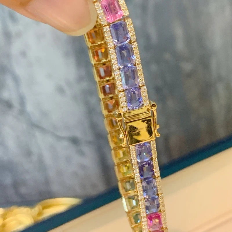 18K Gold Natural Sapphire & Diamond Bracelet | Vexaro