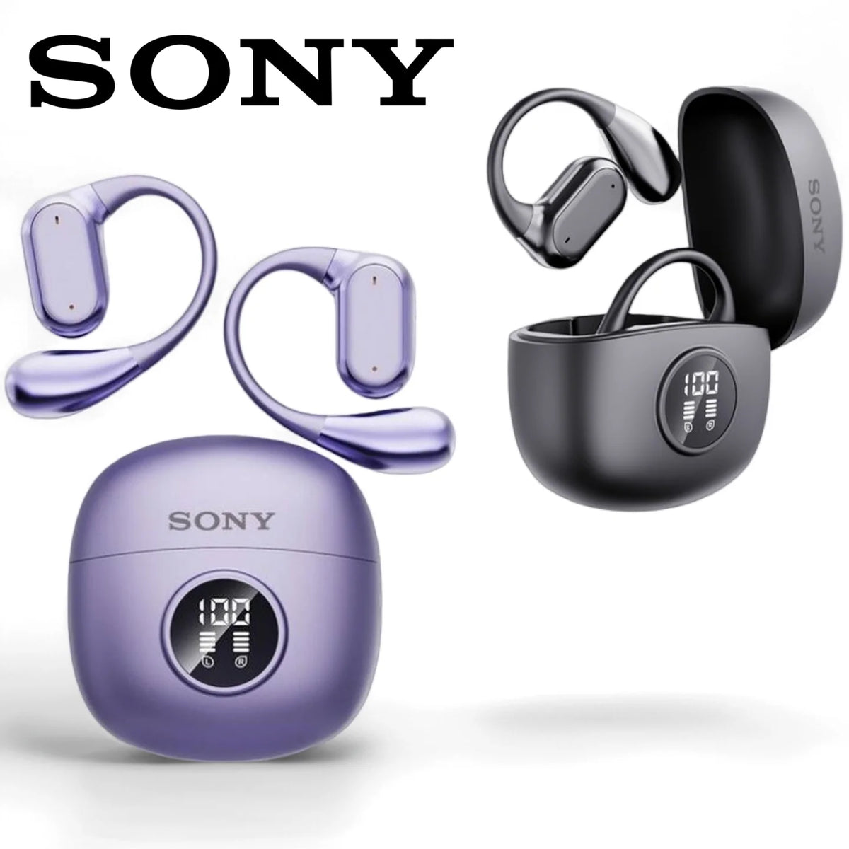 Vexaroa Bluetooth 5.4 ear-hook wireless earbuds with LED display