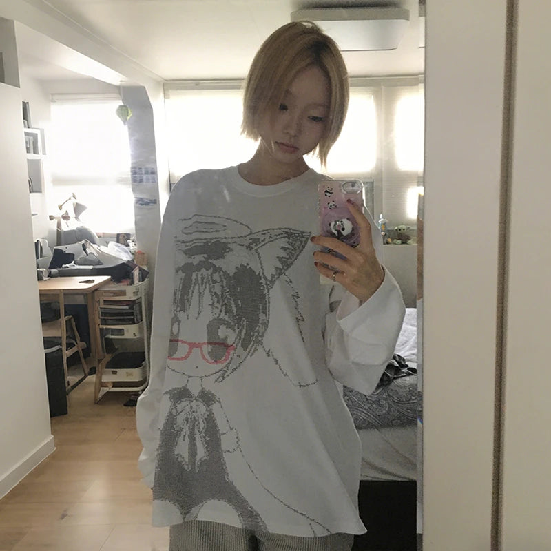 Vexaroa Japanese Y2K Anime Graphic Long Sleeve Tee product photo, view 5