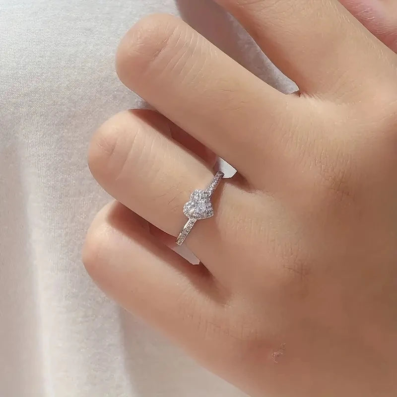 Vexaroa Silver-Tone Heart CZ Engagement Ring — Vexaroa product image 2