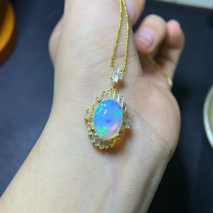 Vexaroa Natural Opal Pendant Necklace – 10x14mm Fire Opal