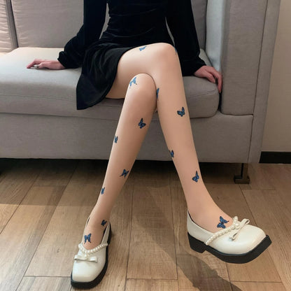 Leggings Hollowed Out Mesh Retro Girls Stockings Japanese Bottomed Lace Pantyhose Floral Rattan Black Tights