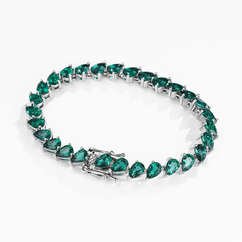 Platinum Pear Green Moissanite Diamond Bracelet | Vexaroa — product image