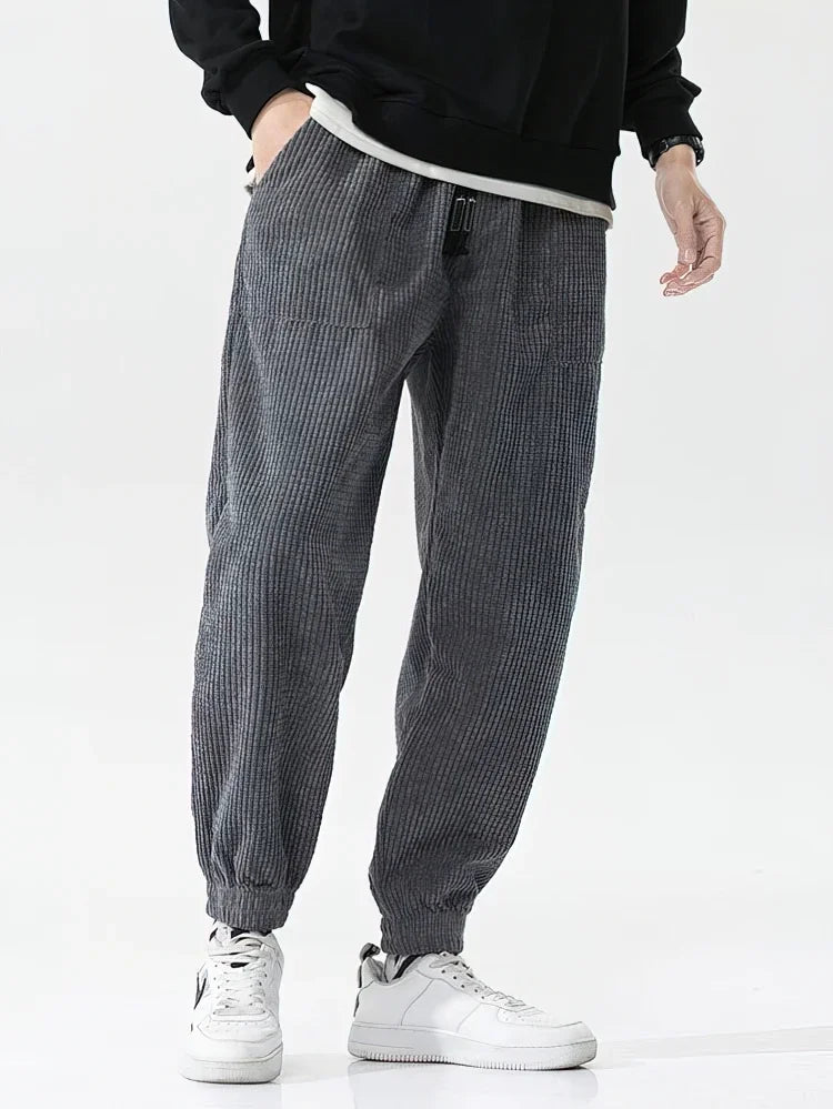 Baggy Corduroy Jogger Pants Men Tech Fleece Sweatpants Man Autumn Winter Casual Harem Pants Male Sport Thermal Trousers