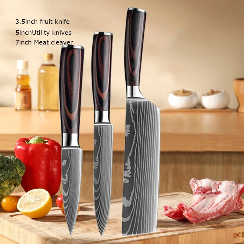 Vexaroa Professional Japanese Kitchen Knife Set with Covers