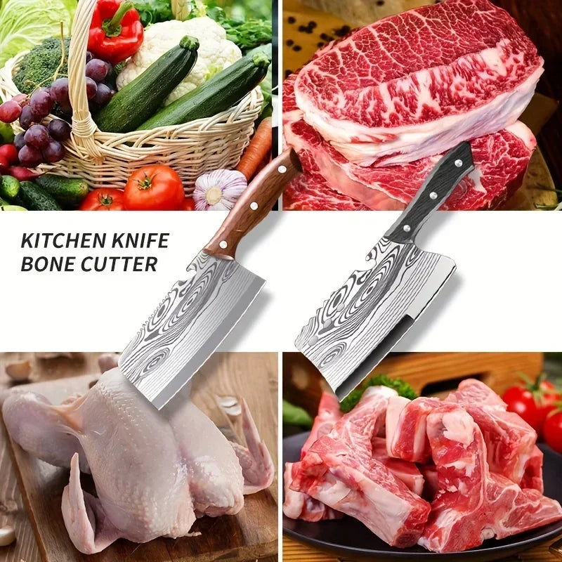 Vexaroa Damascus-Pattern Stainless Steel Cleaver product photo, view 4